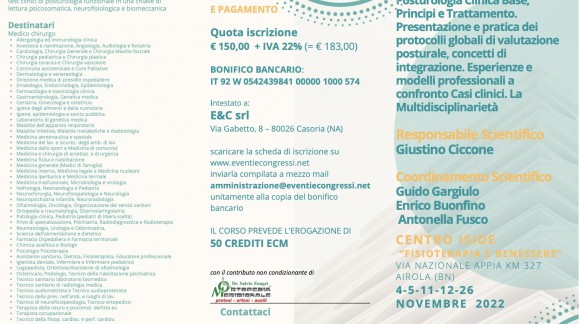 4-26/11/2022 - "Posturologia Clinica Base, Principi e Trattamento"
